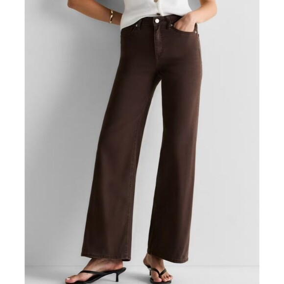 Bella Denim - Quince Bella Stretch Wide Leg Jeans Coffee Bean Brown 24x32 NWT